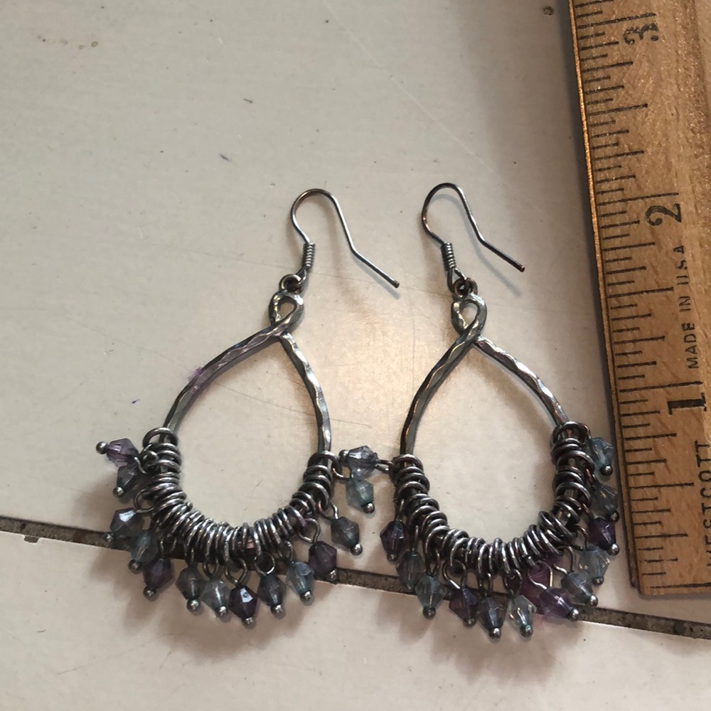 Silver toned beaded Ann Taylor earrings